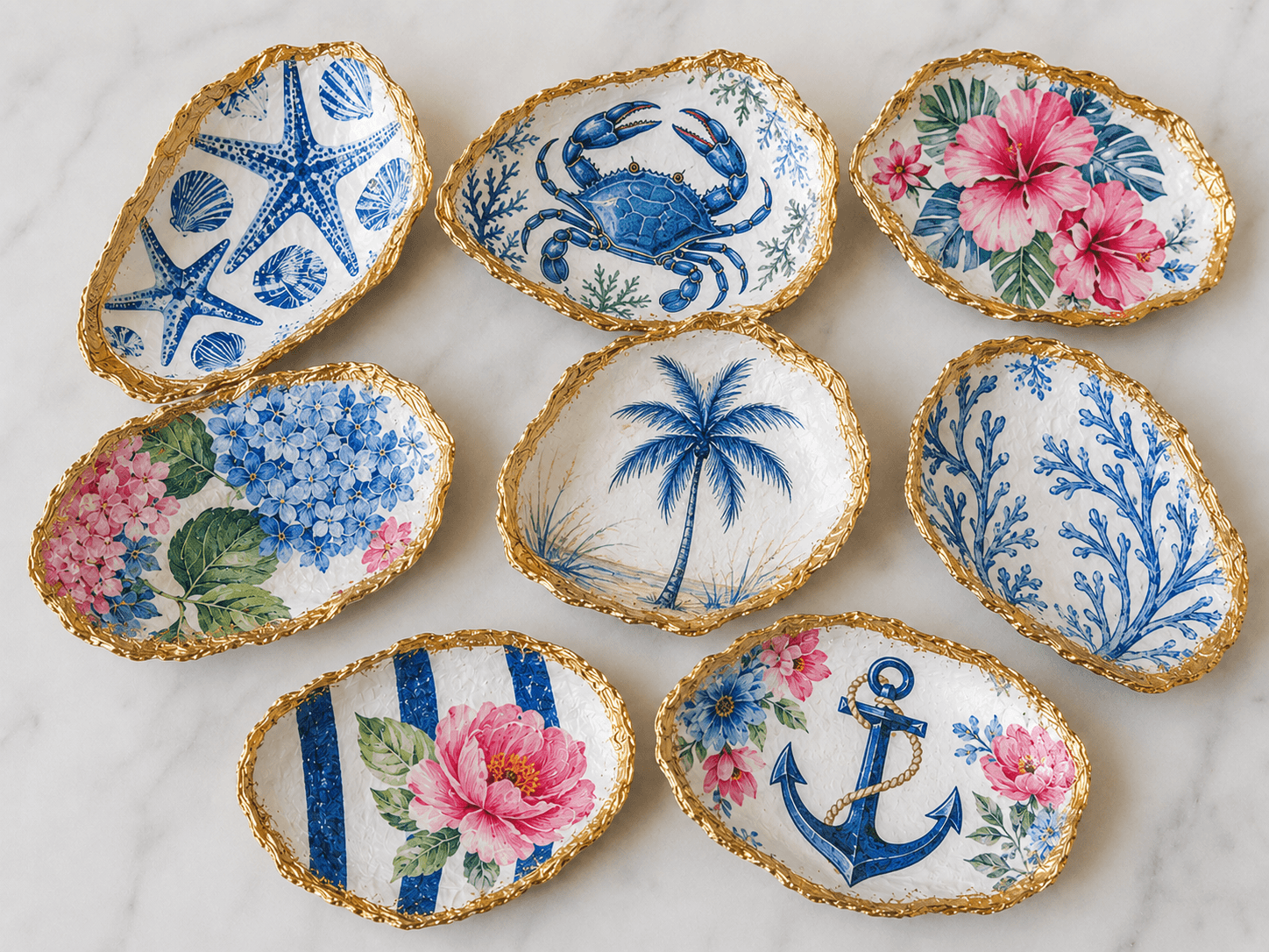 Sip & Craft Decoupage Oyster Shell Painting